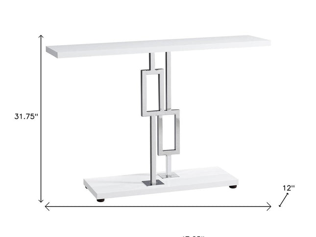47" White Floor Shelf Console Table With Storage
