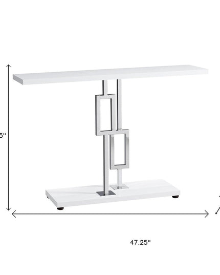 47" White Floor Shelf Console Table With Storage