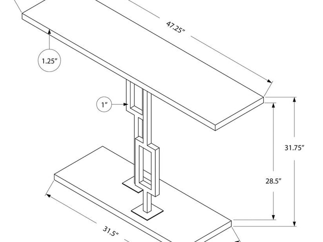 47" White Floor Shelf Console Table With Storage