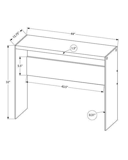 44" White and Clear Solid Console Table