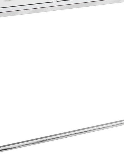 48" White and Silver Console Table And Drawers