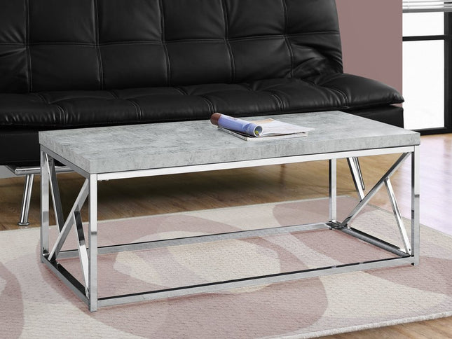 47" Gray And Silver Iron Coffee Table