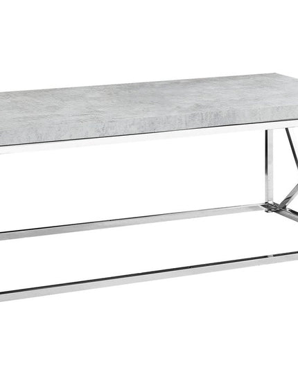 47" Gray And Silver Iron Coffee Table