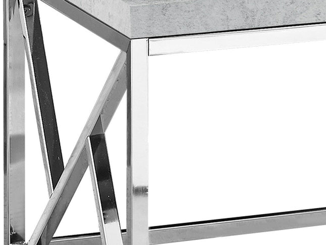 47" Gray And Silver Iron Coffee Table