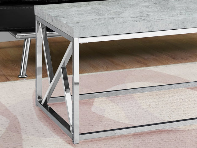 47" Gray And Silver Iron Coffee Table
