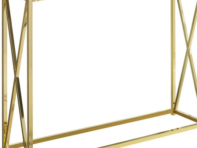 42" Clear And Gold Glass Frame Console Table