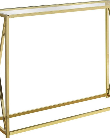 42" Clear And Gold Glass Frame Console Table