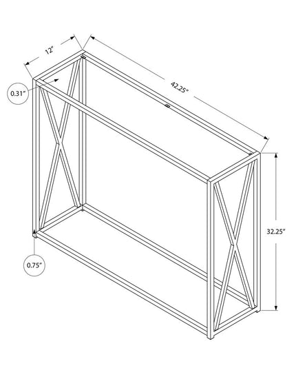 42" Clear And Gold Glass Frame Console Table