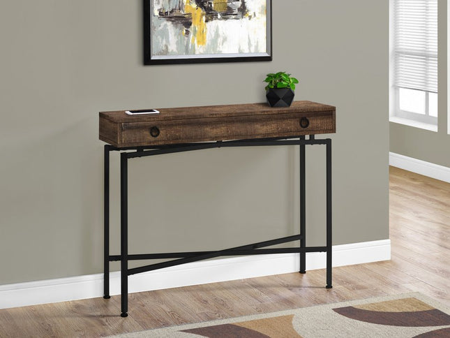 43" Brown And Black Cross Leg Console Table
