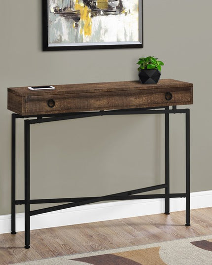43" Brown And Black Cross Leg Console Table