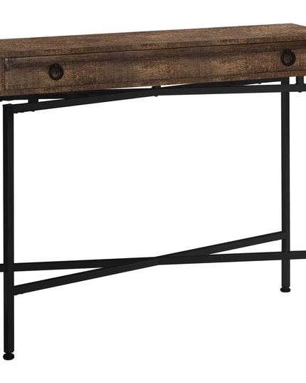 43" Brown And Black Cross Leg Console Table