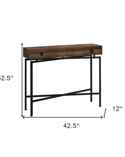 43" Brown And Black Cross Leg Console Table