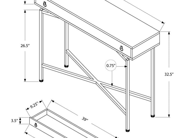 43" Brown And Black Cross Leg Console Table