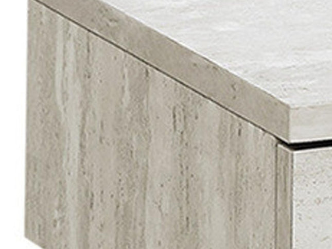 23" Gold And Beige Wood And Metal End Table With Drawer