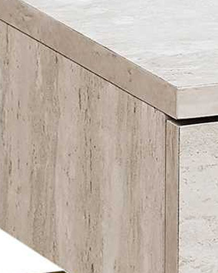 23" Gold And Beige Wood And Metal End Table With Drawer