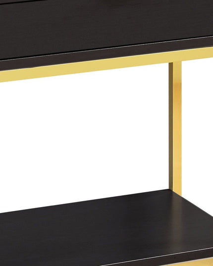 24" Silver And White Wood And Metal End Table With Drawer And Shelf