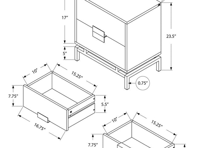 24" Gold And Beige End Table With Two Drawers