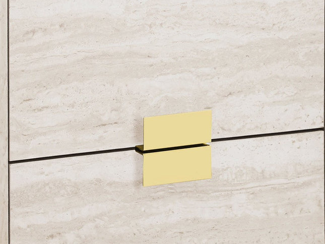 24" Gold And Beige End Table With Two Drawers