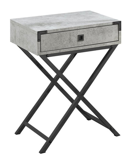 24" Black And Gray Wood And Metal End Table With Drawer