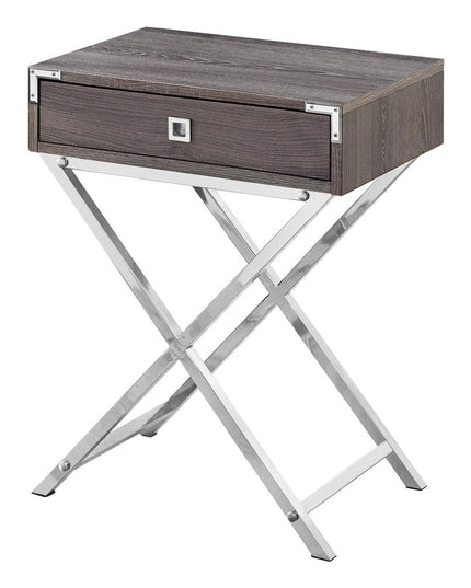 24" Black And Gray Wood And Metal End Table With Drawer