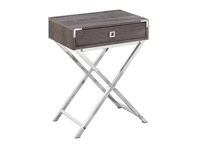 24" Black And Gray Wood And Metal End Table With Drawer