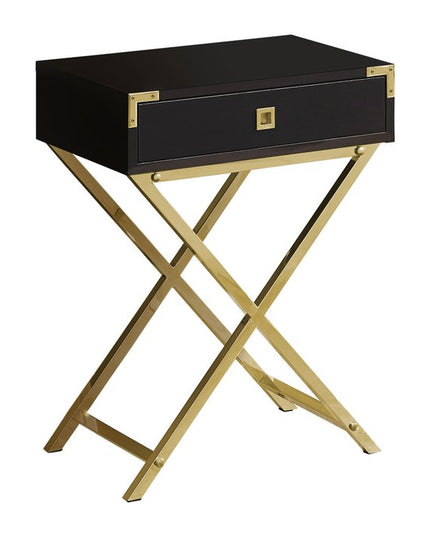 24" Black And Gray Wood And Metal End Table With Drawer