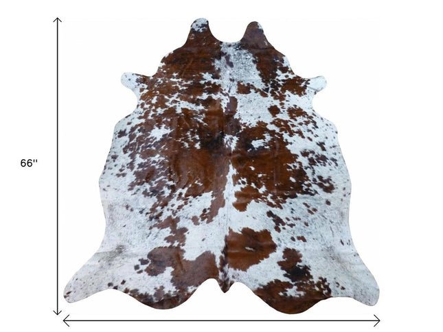 6' X 7' Brown And White Cowhide Handmade Area Rug