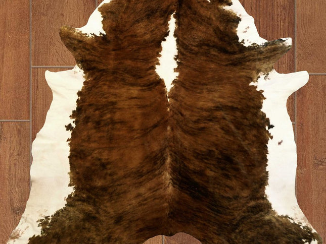 6' X 7' Brown And White Cowhide Handmade Area Rug