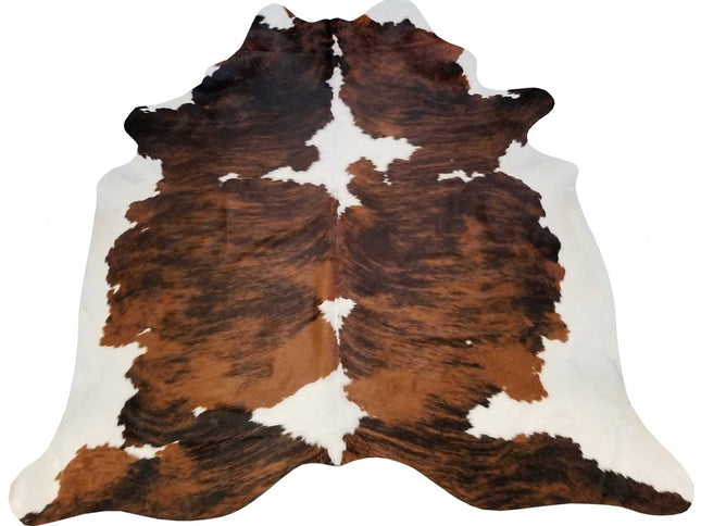 6' X 7' Brown And White Cowhide Handmade Area Rug