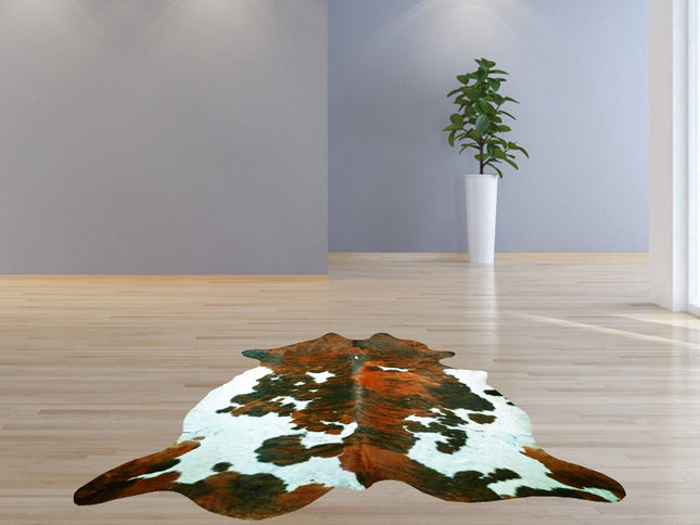 6' X 7' Brown And White Cowhide Handmade Area Rug