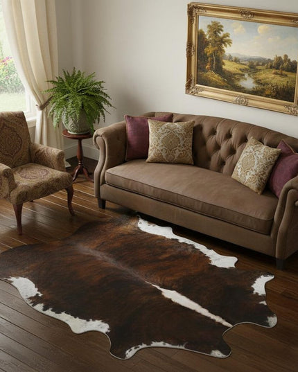 6' X 7' Black Cowhide Handmade Area Rug