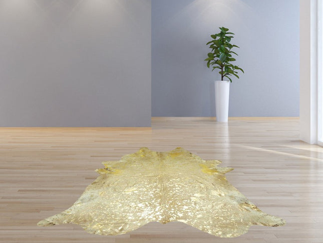 6' X 7' Black Cowhide Handmade Area Rug