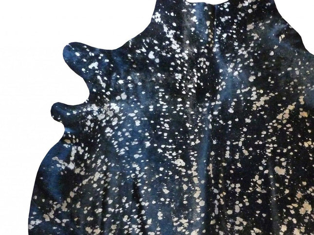 6' X 7' Black Cowhide Handmade Area Rug