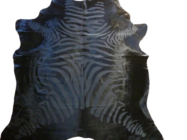 6' X 7' Black Cowhide Handmade Area Rug