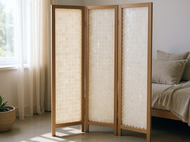 71" Clear Folding Three Panel Screen Room Divider