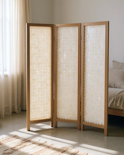 71" Clear Folding Three Panel Screen Room Divider