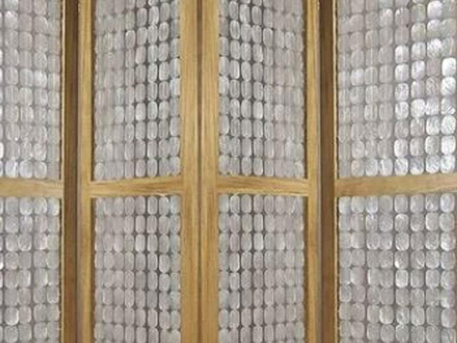 84" Clear Capiz Mother of Pearl Folding Three Panel Screen Room Divider
