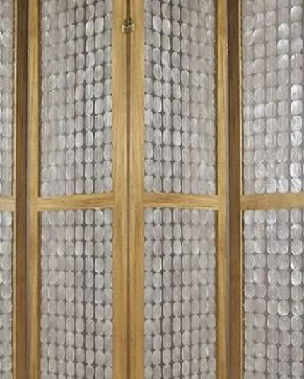 84" Clear Capiz Mother of Pearl Folding Three Panel Screen Room Divider