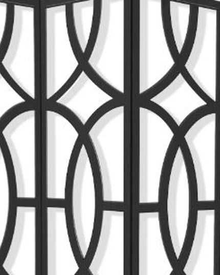 84" Black Solid Wood Folding Four Panel Screen Room Divider