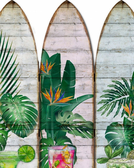 71" Green Solid Wood Folding Three Panel Screen Room Divider