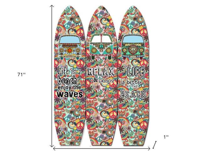 71" Red and Black Solid Wood Folding Three Panel Screen Room Divider