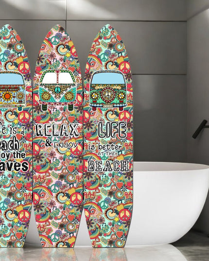 71" Red and Black Solid Wood Folding Three Panel Screen Room Divider