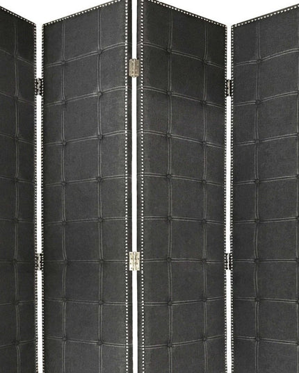 108" Gray Fabric And Wood Folding Five Panel Screen Room Divider