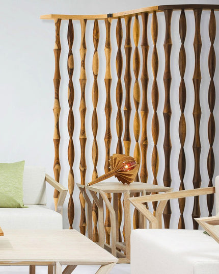 74" Natural Solid Wood Three Panel Screen Room Divider