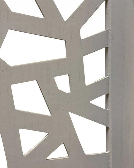 50" Gray Solid Wood Folding Three Panel Screen Room Divider