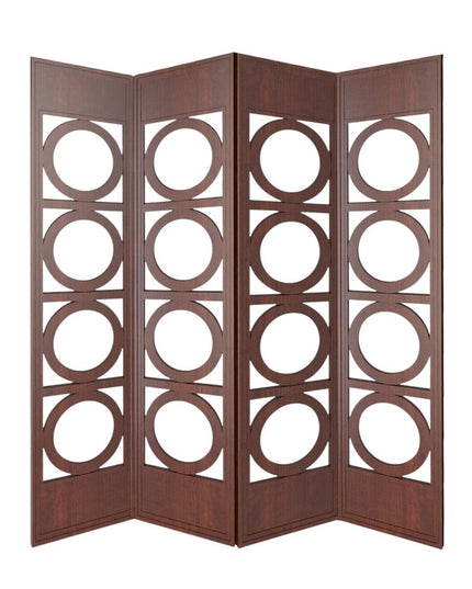 84" Brown Solid Wood Folding Four Panel Screen Room Divider