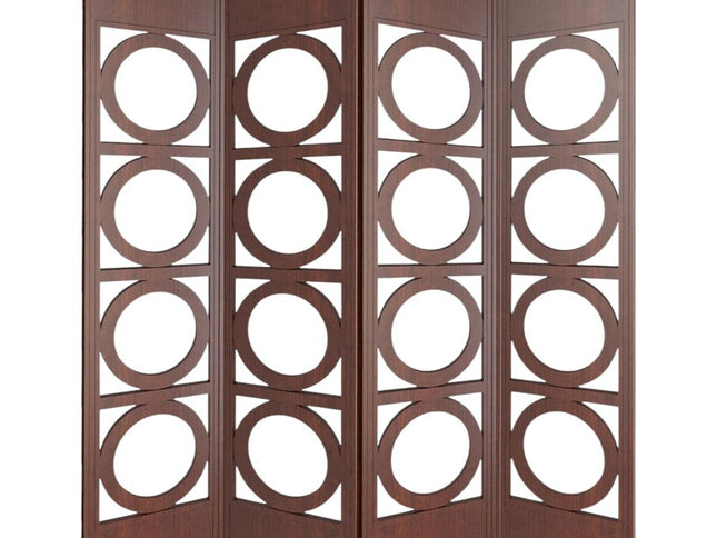 84" Brown Solid Wood Folding Four Panel Screen Room Divider
