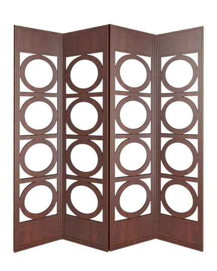 84" Brown Solid Wood Folding Four Panel Screen Room Divider