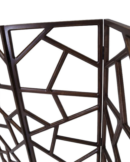 70" Brown Solid Wood Folding Three Panel Screen Room Divider