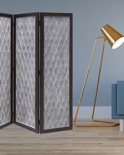 70" Brown Folding Three Panel Screen Room Divider